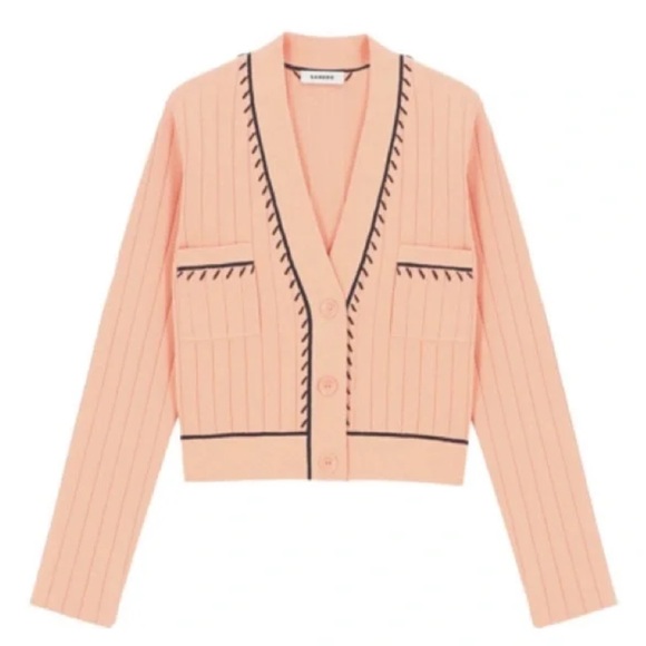 🔥🔥🔥Sandro Paris Auxane Salmon Cardigan Sweater Size 3 - Picture 1 of 11